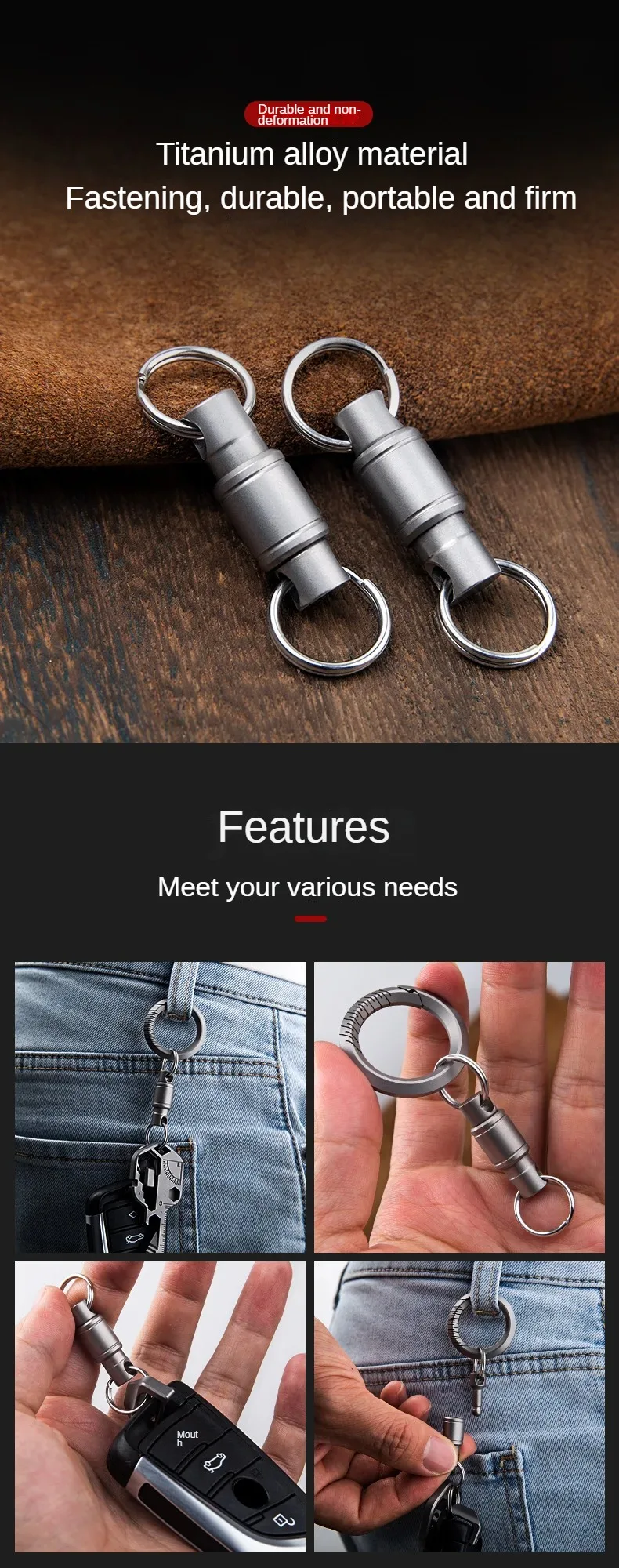 Titanium Rotate Buckle Keyring